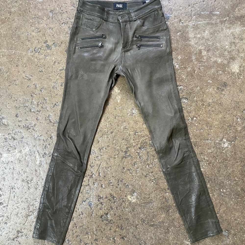 Olive Pleather leggings